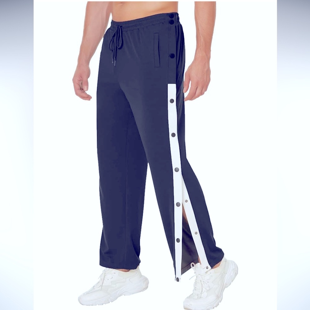 Wataxii Tear Away Snap Button Athletic Pants